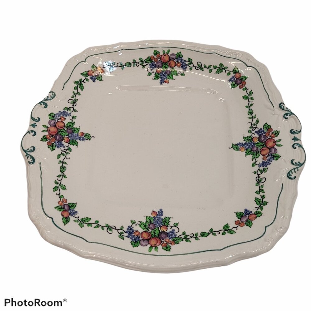 Wedgwood California Fruit Pattern Square Handled Serving Dish Cake Plate READ